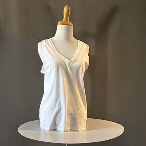 MADEWELL V-NECK ORGANIC COTTON BLEND TANK TOP WHITE SIZE XS